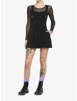 Flash Sale 🔥 Black Grommet High-Waisted Suspender 👗 Skirt 🎉 -HT Style Outlet Store 19047660 av1