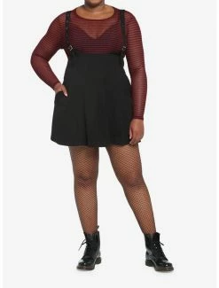 Deals ✨ Black Grommet High-Waisted Suspender 👗 Skirt Plus Size 🤩 -HT Style Outlet Store 19047803 av1