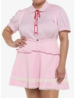 Coupon 🔥 Pink Hearts & Lace Suspender 👗 Skirt Plus Size 💯