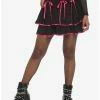 Promo 🔔 Black & Pink Lace-Up Tiered 👗 Skirt 😀 -HT Style Outlet Store 19048372 hi