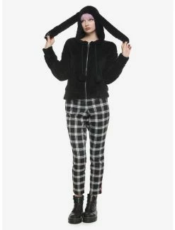 New ✔️ Black Bunny Fuzzy Crop 👧 Girls Hoodie ✨ -HT Style Outlet Store 19089540 av1