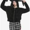 New ✔️ Black Bunny Fuzzy Crop 👧 Girls Hoodie ✨ -HT Style Outlet Store 19089540 hi