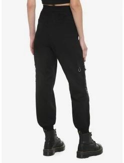 Outlet ❤️ Black Chains & Tech Straps Cargo Jogger Pants 👍 -HT Style Outlet Store 19169273 av1