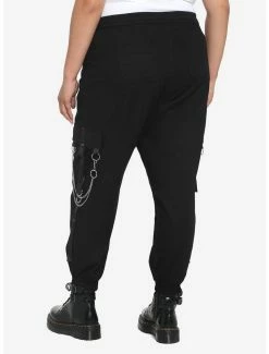 Hot Sale 🎉 Black Chains & Tech Straps Cargo Jogger Pants Plus Size 😉 -HT Style Outlet Store 19169683 av1