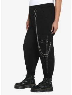 Hot Sale 🎉 Black Chains & Tech Straps Cargo Jogger Pants Plus Size 😉 -HT Style Outlet Store 19169683 av3