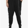 Hot Sale 🎉 Black Chains & Tech Straps Cargo Jogger Pants Plus Size 😉 -HT Style Outlet Store 19169683 hi