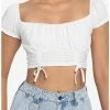 Promo 🥰 White Double Ruched 👧 Girls Crop Top ❤️ -HT Style Outlet Store 19185688 hi