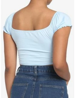Brand new ✨ Light Blue Double Ruched 👧 Girls Crop Top 🛒 -HT Style Outlet Store 19185696 av2