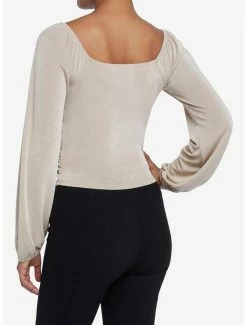 Hot Sale 🎁 Almond Ruched 👧 Girls Peasant Top 💯 -HT Style Outlet Store 19204492 av2