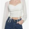 Coupon 😉 Ivory Sheer 👧 Girls Crop Peasant Top 🔔