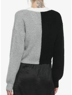 Hot Sale 🔥 Grey Black Split 👧 Girls Crop Cardigan 🎉 -HT Style Outlet Store 19204542 av2