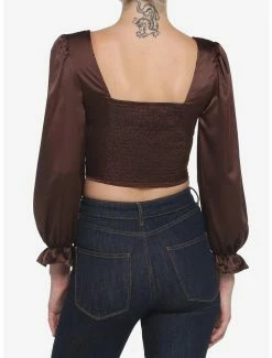 Hot Sale ✔️ Brown Corset 👧 Girls Crop Long-Sleeve Top 😉 -HT Style Outlet Store 19204566 av2