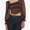 Hot Sale ✔️ Brown Corset 👧 Girls Crop Long-Sleeve Top 😉