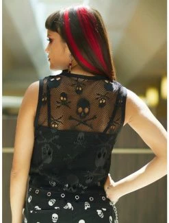 Best deal 🛒 Skulls Fishnet Twofer 👧 Girls Tank Top 😍 -HT Style Outlet Store 19254031 av2