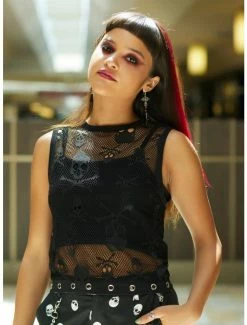 Best deal ๐ Skulls Fishnet Twofer ๐ง Girls Tank Top ๐
