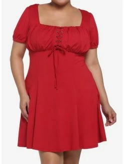 Wholesale 🔔 Red Empire Waist 👗 Dress Plus Size ⌛