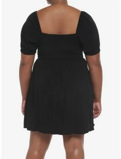Buy 🔔 Black Smocked Mini 👗 Dress Plus Size 😍 -HT Style Outlet Store 19375602 av2