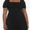 Buy 🔔 Black Smocked Mini 👗 Dress Plus Size 😍 -HT Style Outlet Store 19375602 hi