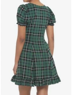 Coupon 🥰 Green Plaid Lace Collar Mini 👗 Dress ✨ -HT Style Outlet Store 19375609 av2