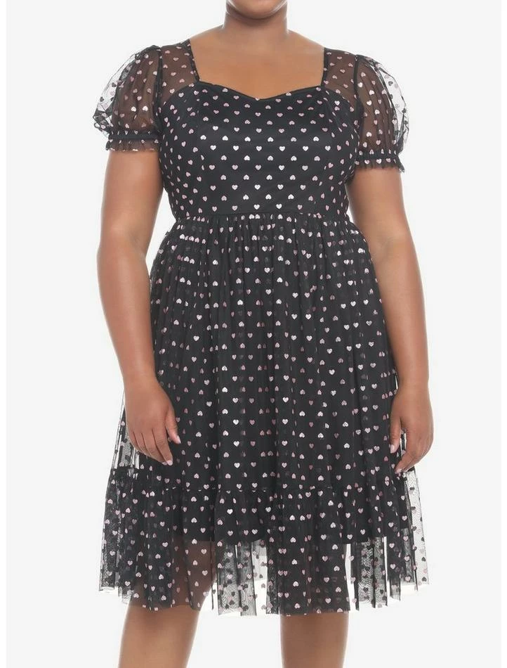 New ๐ฅฐ Pink Hearts Glitter Mesh ๐ Dress Plus Size ๐ 3 New ๐ฅฐ Pink Hearts Glitter Mesh ๐ Dress Plus Size ๐