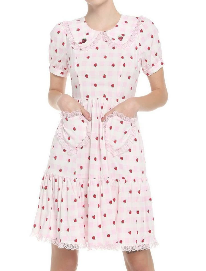 Best Sale ๐ฅ Strawberry Gingham Collar ๐ Dress ๐งจ 3 Best Sale ๐ฅ Strawberry Gingham Collar ๐ Dress ๐งจ