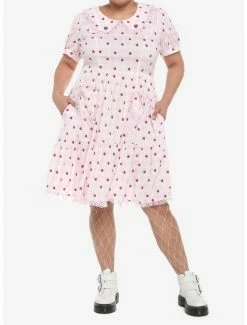New 🔔 Strawberry Gingham Collar 👗 Dress Plus Size 😀 -HT Style Outlet Store 19375647 av1