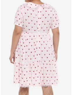 New 🔔 Strawberry Gingham Collar 👗 Dress Plus Size 😀 -HT Style Outlet Store 19375647 av2