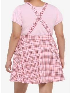 Cheap ⭐ Pink & Red Plaid Heart 👗 Skirtall Plus Size 😉 -HT Style Outlet Store 19375724 av2
