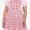 Cheap ⭐ Pink & Red Plaid Heart 👗 Skirtall Plus Size 😉 -HT Style Outlet Store 19375724 hi