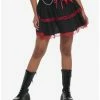 Budget 😉 Red & Black Lace Chain Ribbon Tiered 👗 Skirt 😉 -HT Style Outlet Store 19375956 hi