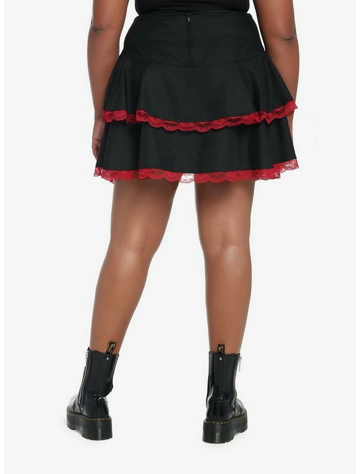 Deals ๐ Red & Black Lace Chain Ribbon Tiered ๐ Skirt Plus Size ๐ 4 Deals ๐ Red & Black Lace Chain Ribbon Tiered ๐ Skirt Plus Size ๐ - Image 2