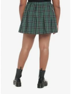 Best Sale ❤️ Green Plaid Chain Mini 👗 Skirt Plus Size 😍 -HT Style Outlet Store 19376051 av1