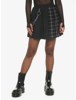 Best deal 😍 Black & Pink Plaid Split Pleated 👗 Skirt 🛒