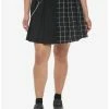 Budget 👍 Black & Pink Plaid Split Pleated 👗 Skirt Plus Size ⌛ -HT Style Outlet Store 19376543 hi