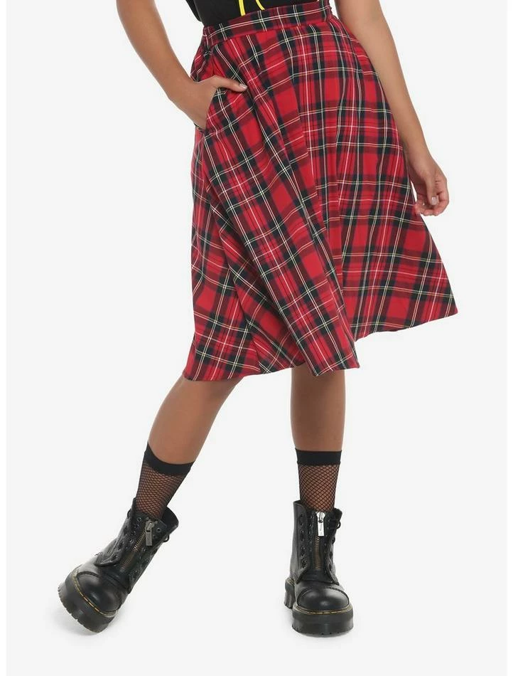 Buy 👏 Red Plaid Midi 👗 Skirt 🥰 3 Buy 👏 Red Plaid Midi 👗 Skirt 🥰