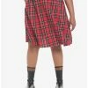 Flash Sale 🔔 Red Plaid Midi 👗 Skirt Plus Size ⌛ -HT Style Outlet Store 19376611 hi