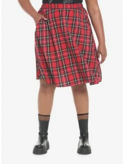 Flash Sale ๐ Red Plaid Midi ๐ Skirt Plus Size โ