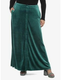 Best deal 🎁 Green Velvet Maxi 👗 Skirt Plus Size 🛒