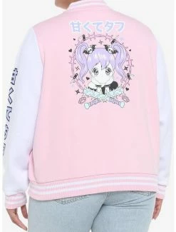 Budget 😉 Kawaii Goth Pastel 👧 Girls Varsity Jacket Plus Size 👏