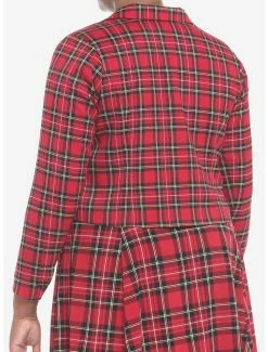 Best Pirce 😉 Red Plaid Safety Pin 👧 Girls Crop Blazer Plus Size 😍 -HT Style Outlet Store 19384969 av2