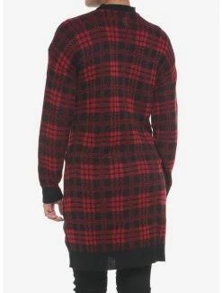 Outlet 😀 Red & Black Plaid Oversized 👧 Girls Cardigan 👍 -HT Style Outlet Store 19384978 av2