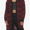 Outlet 😀 Red & Black Plaid Oversized 👧 Girls Cardigan 👍