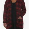 Buy 🤩 Red & Black Plaid Oversized 👧 Girls Cardigan Plus Size ⌛ -HT Style Outlet Store 19384986 hi