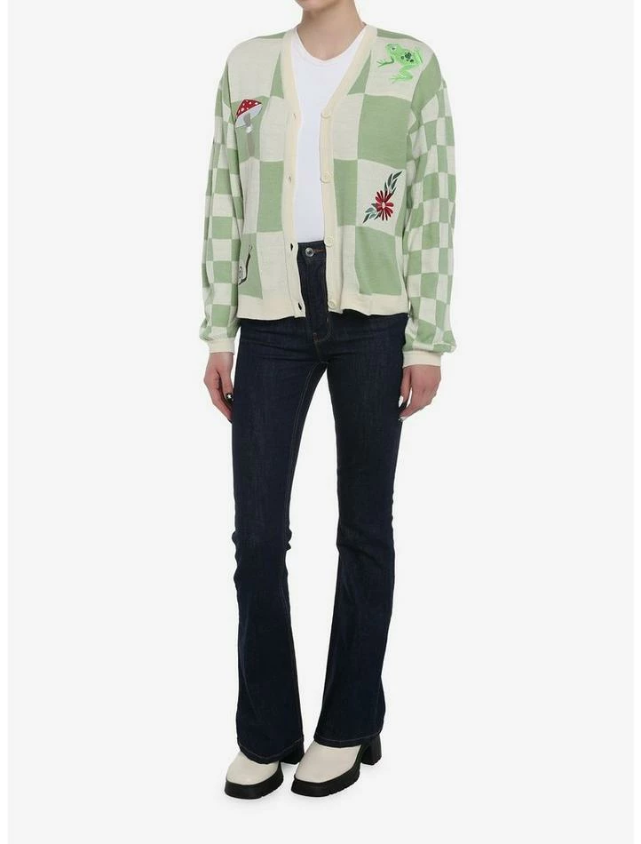 Best Pirce ๐งจ Cottagecore Patch Checkered Oversized ๐ง Girls Cardigan ๐ 4 Best Pirce ๐งจ Cottagecore Patch Checkered Oversized ๐ง Girls Cardigan ๐ - Image 2