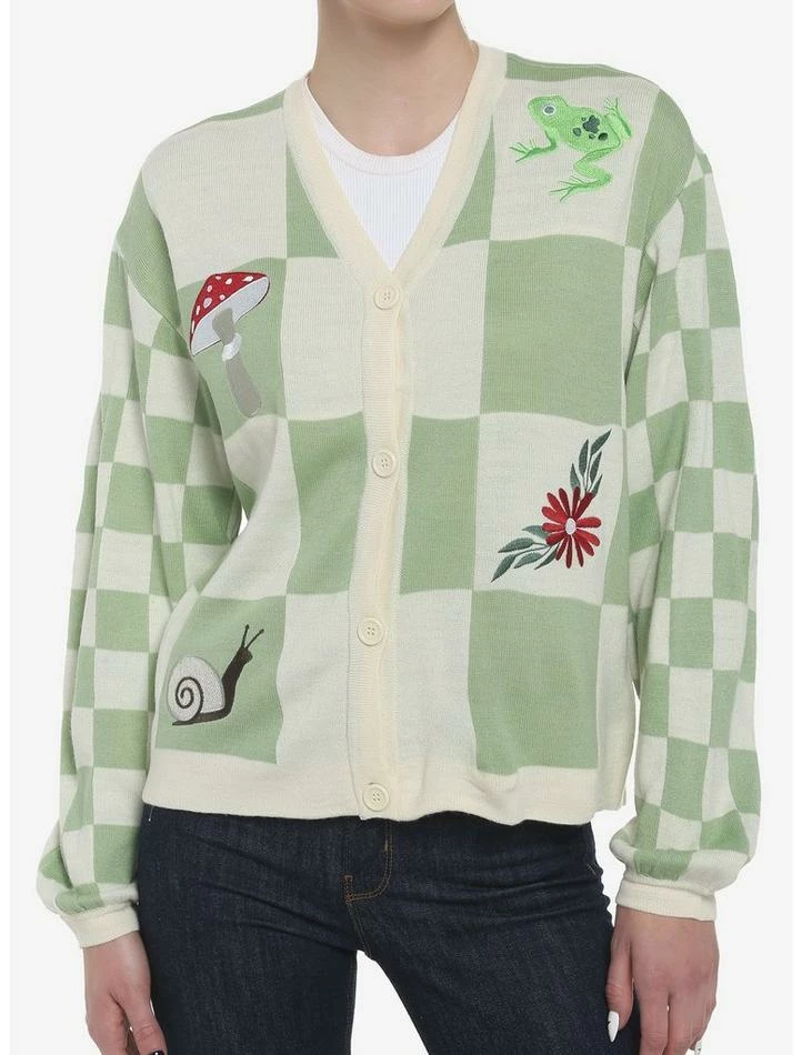 Best Pirce ๐งจ Cottagecore Patch Checkered Oversized ๐ง Girls Cardigan ๐ 3 Best Pirce ๐งจ Cottagecore Patch Checkered Oversized ๐ง Girls Cardigan ๐