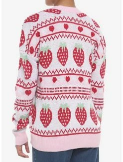 Best deal ❤️ Strawberry Fair Isle Oversized 👧 Girls Cardigan 🎉 -HT Style Outlet Store 19385068 av2