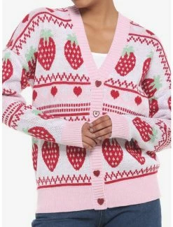 Best deal ❤️ Strawberry Fair Isle Oversized 👧 Girls Cardigan 🎉
