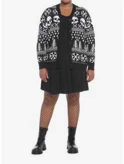 Hot Sale 😉 Skulls & Bones Fair Isle Oversized 👧 Girls Cardigan Plus Size ⭐ -HT Style Outlet Store 19385108 av1