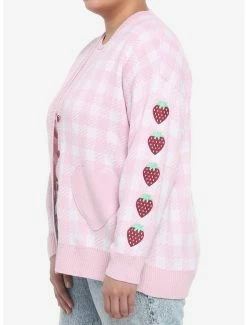 Best Sale 🎉 Pink Gingham Strawberry Heart Oversized 👧 Girls Cardigan Plus Size 🎉 -HT Style Outlet Store 19385123 av3