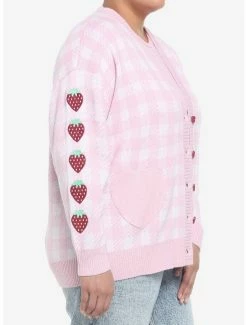 Best Sale 🎉 Pink Gingham Strawberry Heart Oversized 👧 Girls Cardigan Plus Size 🎉 -HT Style Outlet Store 19385123 av4